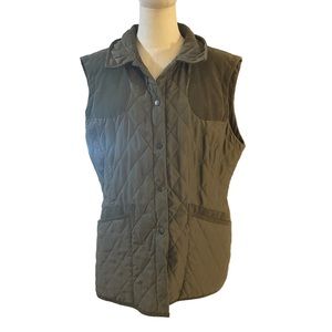 Women’s Olive Barbour Quilted Vest With Corduroy Details